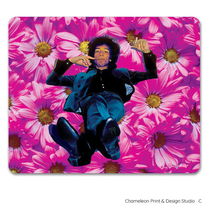 Jimi Hendrix Pink Daisys Mousepad, personalized, floral, purple haze, 60's